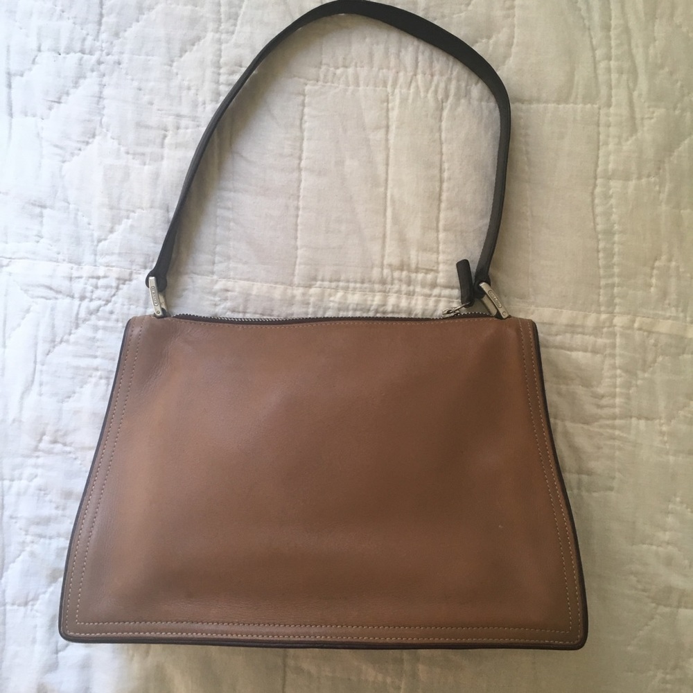 Vintage Coach shoulder bag. Tan with brown strap